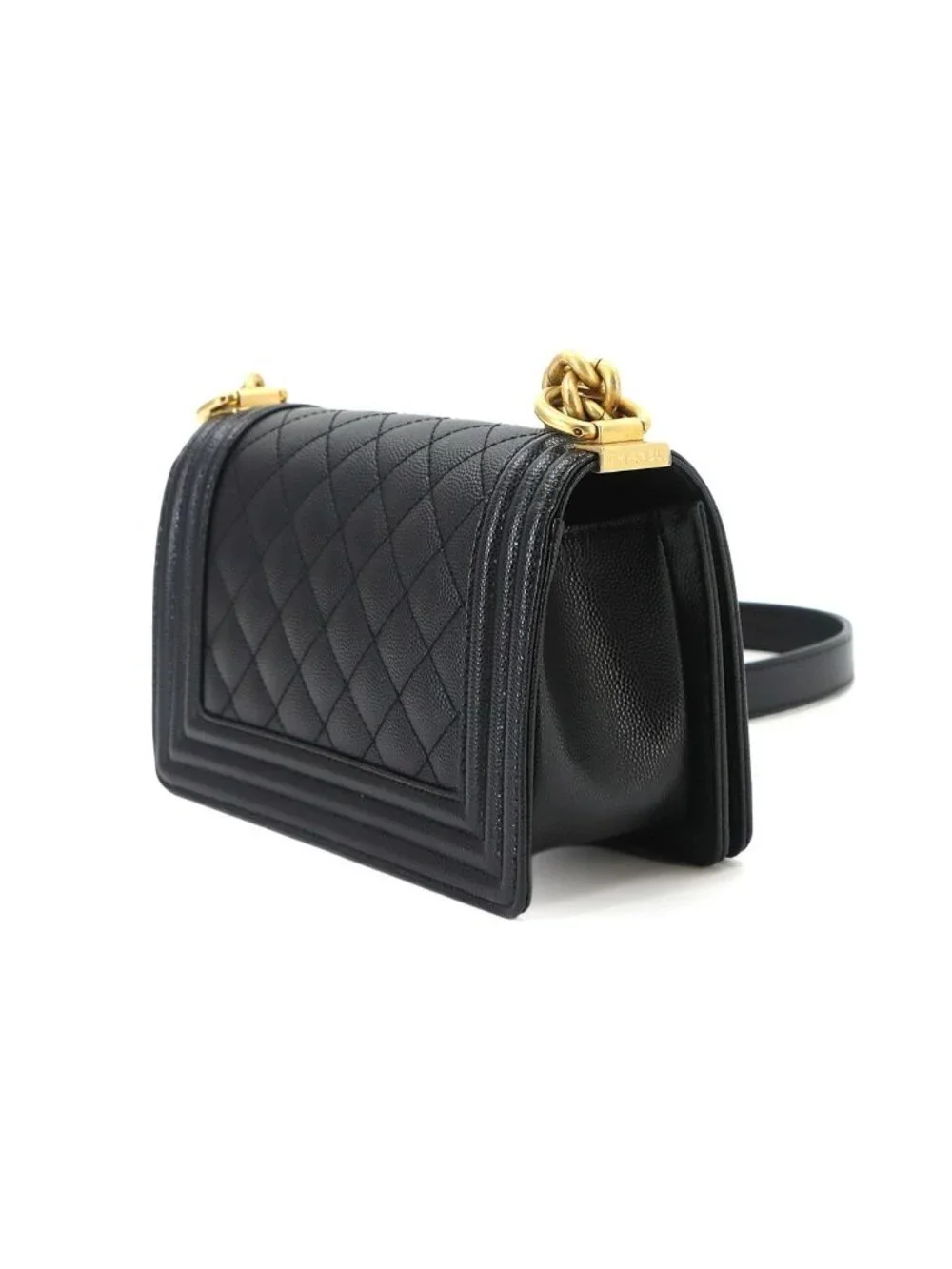 Chanel Boy Small Chain Shoulder Bag Caviar Leather Black